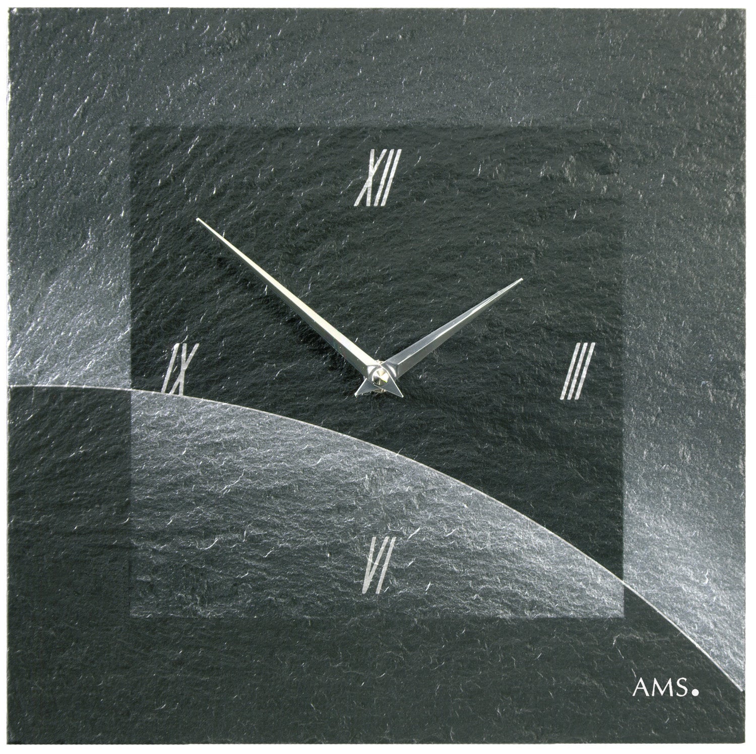 AMS W9518 Wanduhr Naturschiefer • Quarzwerk • Airbrush-Design
