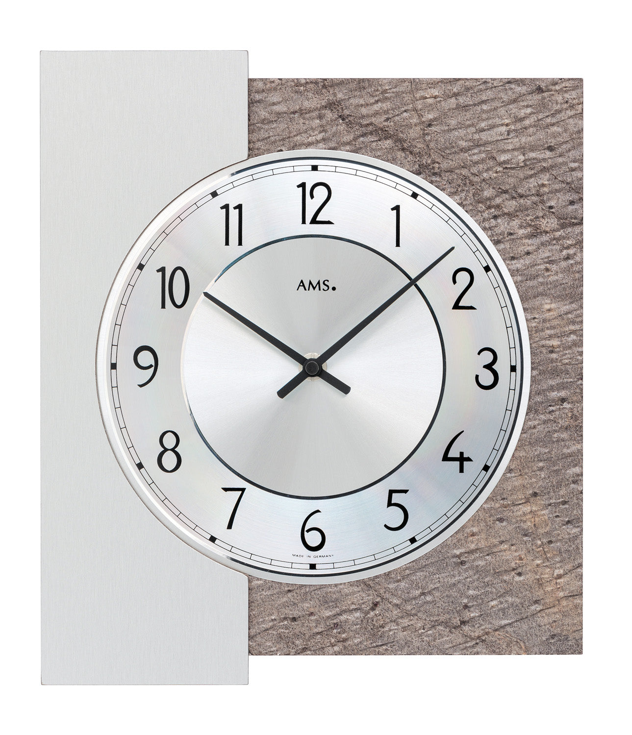 AMS W9580 Wanduhr Naturstein/Aluminium • Quarzwerk • Aluminium-Zifferblatt
