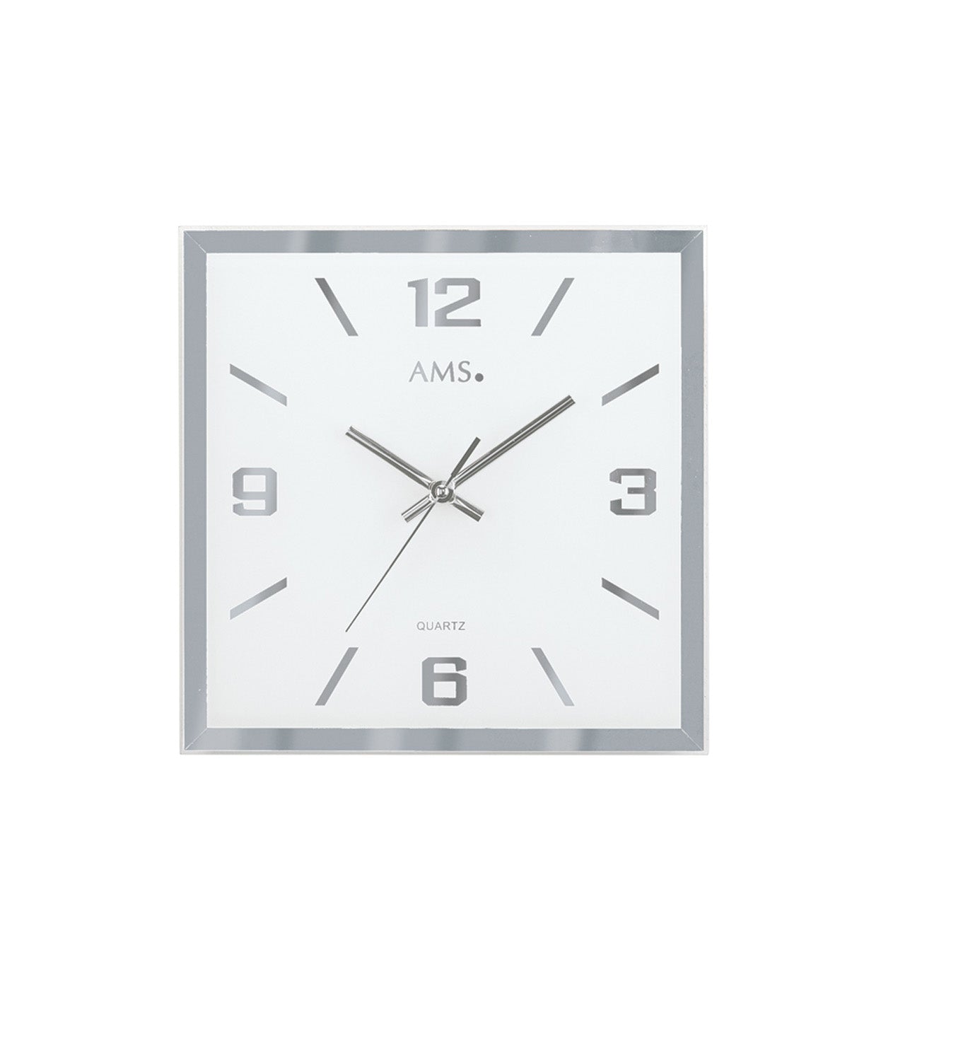 AMS W9324 Wanduhr Spiegelglas • Geräuschloses Sweep-Uhrwerk • Facettiertes Spiegelglas