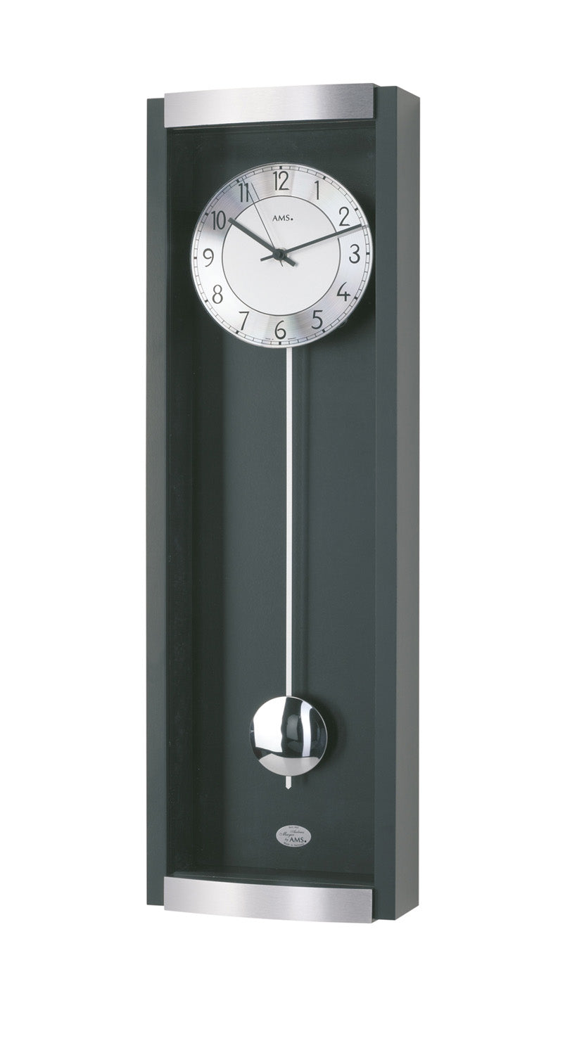 AMS Funk-Pendeluhr F5285/11 Wanduhr Schwarz • Funk-Pendelwerk • Mineralglas