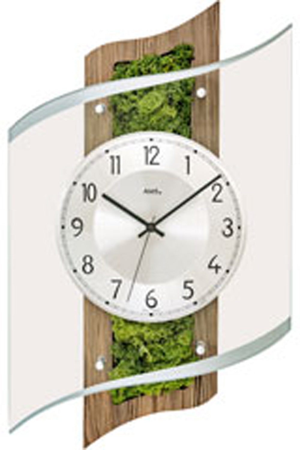 AMS F5517Q Wanduhr Holz • Facettiertes Mineralglas • Aluminium-Zifferblatt