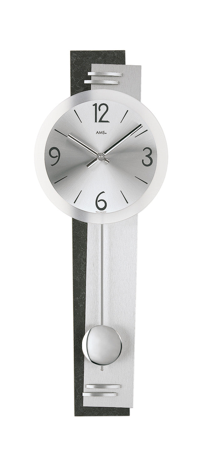 AMS W7255 Wanduhr Schiefer • Quarz-Pendelwerk • Mineralglas