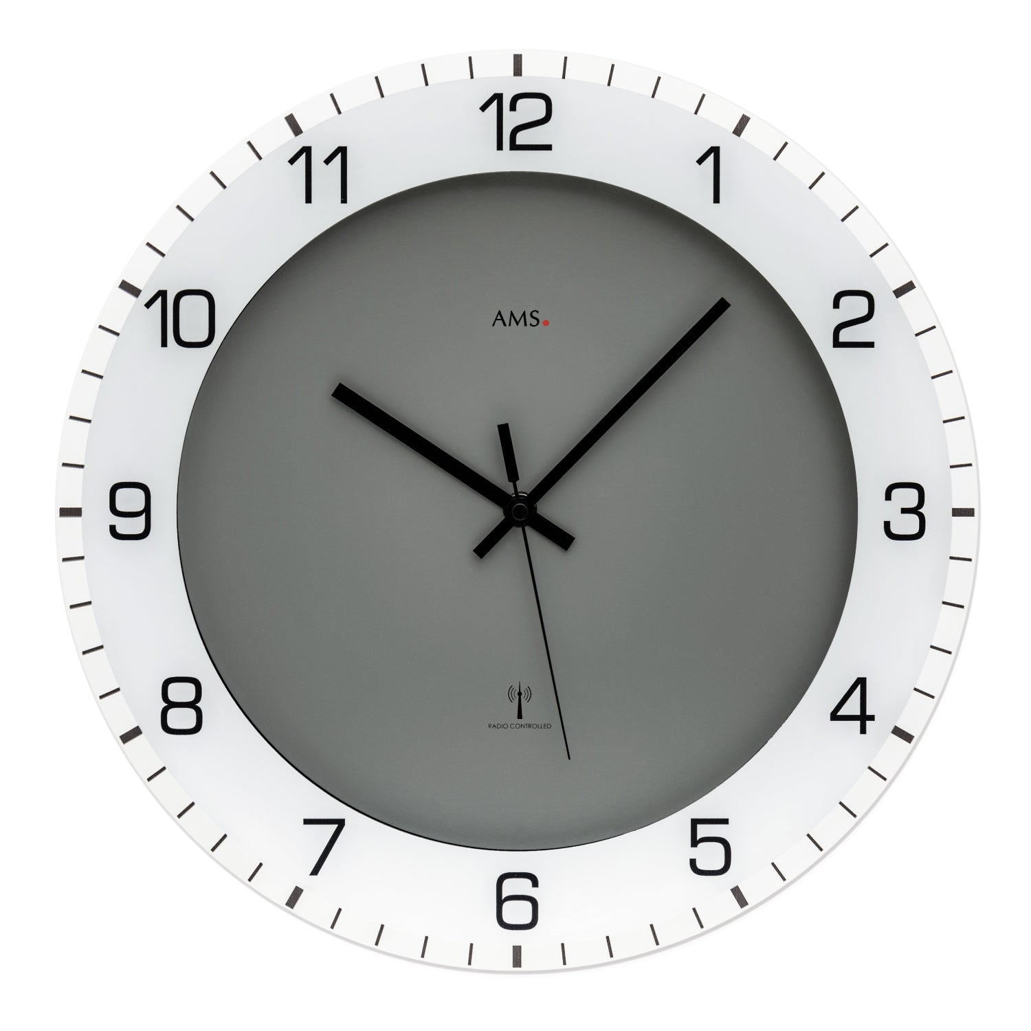 AMS F5595 Wanduhr Anthrazit • Funkwerk • Mineralglas bedruckt