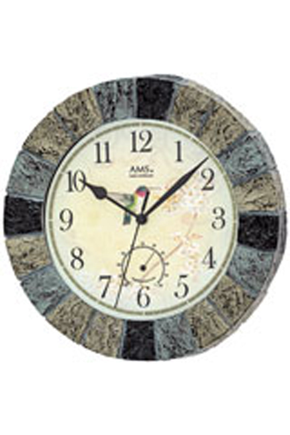 AMS Funk-Wanduhr F5979 Wanduhr Schwarz • Funkwerk mit Temperaturanzeige • Mineralglas