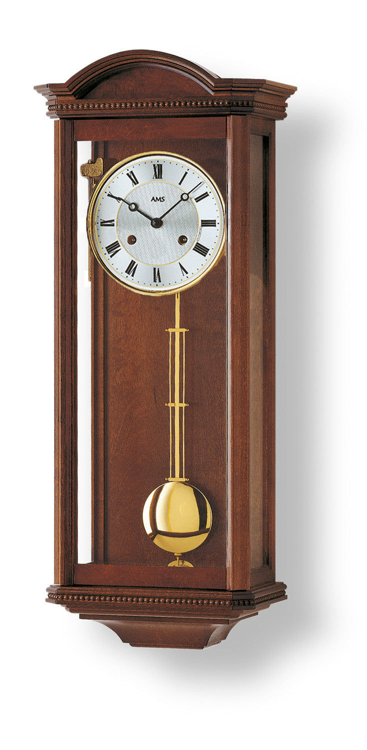 AMS Regulator R663/1 Wanduhr Nussbaum • 14-Tage BimBam Schlagwerk • Massivholzgehäuse