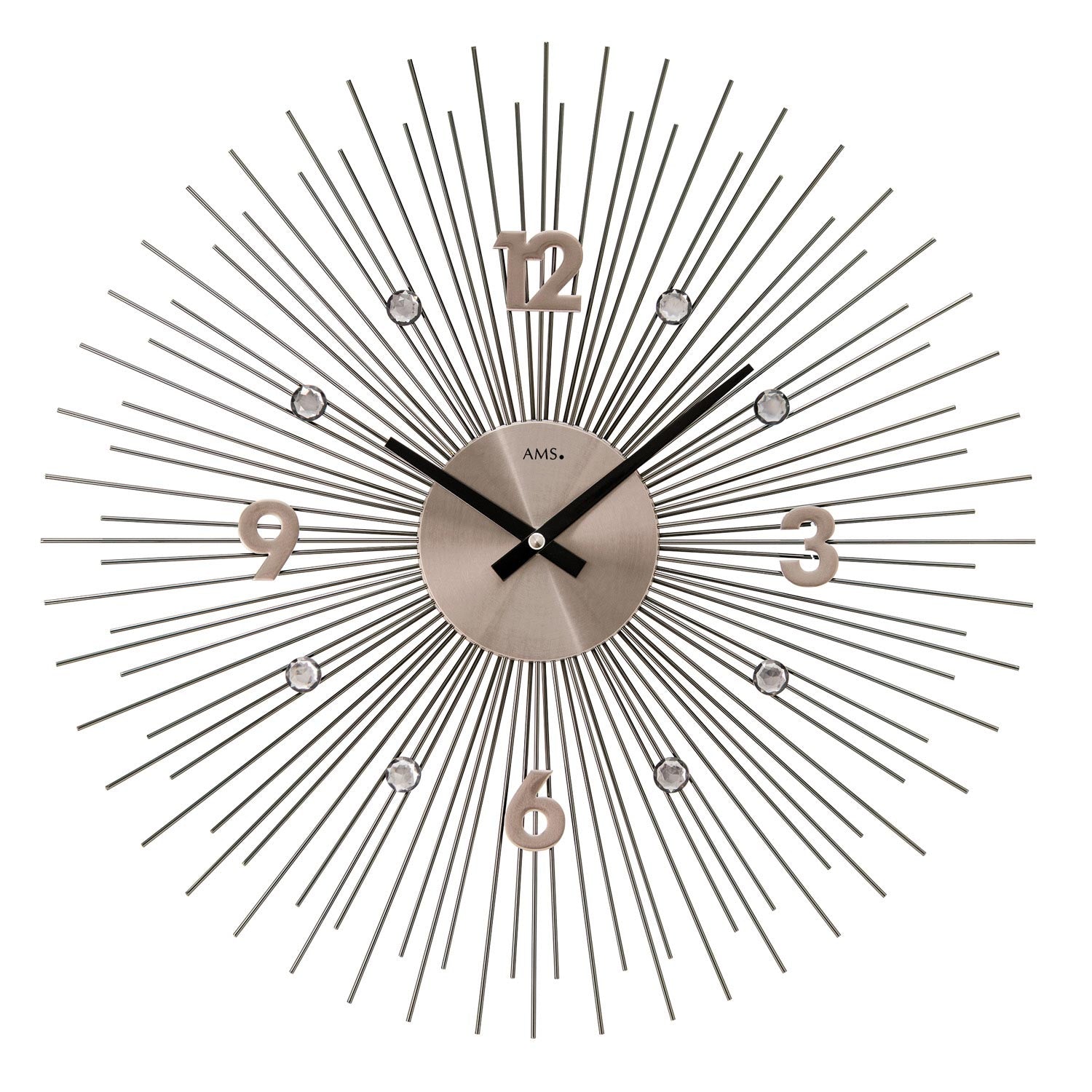 AMS Quarz-Wanduhr W9610 Wanduhr Anthrazit • Quarzwerk • Metallgehäuse
