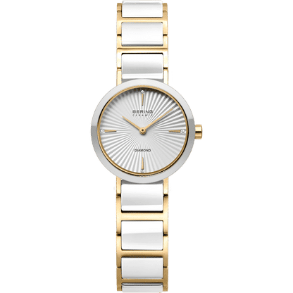 Bering Ceramic 10725-758 Damen Armbanduhr • Saphirglas • Hochglanz-Keramiklünette