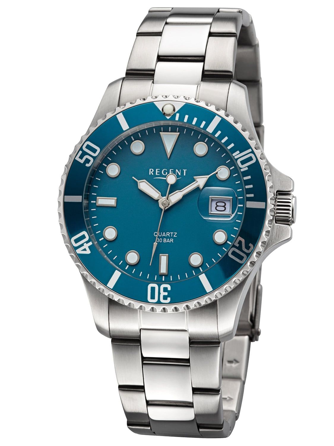 Regent BA-859 Herren • Mineralglas mit Lupe • 30 Bar Taucheruhr