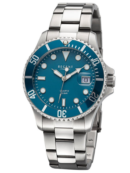 Regent BA-859 Herren • Mineralglas mit Lupe • 30 Bar Taucheruhr