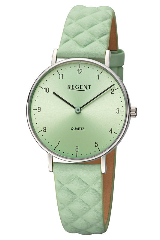 Regent BA-853 Damenuhr Mintfarben • Mineralglas • Sunray-Zifferblatt