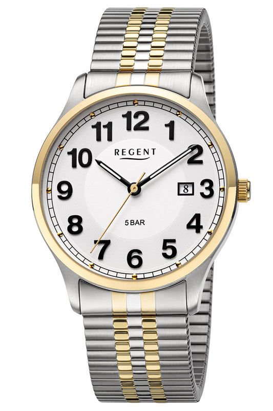 Regent F-1575 Herrenuhr Zweifarbig • Zugband • Datumsanzeige