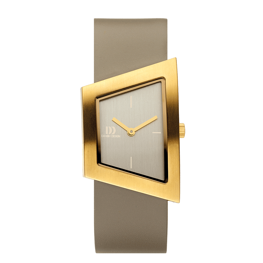 Danish Design Frihed IV15Q1207 Squeezy Damenuhr Gold • Mineralglas • Lederarmband