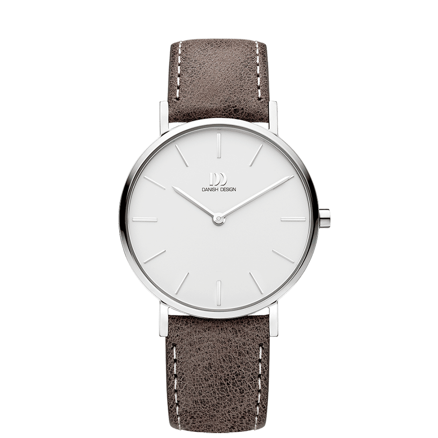 Danish Design Tidløs IV12Q1231 Ærø Armbanduhr Silber/Taupe • Mineralglas • Lederarmband