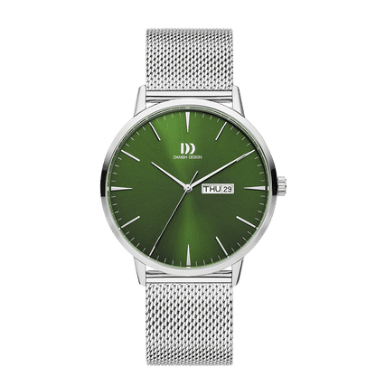 Danish Design Akilia IQ77Q1267 Herrenuhr Grün • Grünes Sunburst-Zifferblatt • Tag/Datum-Anzeige