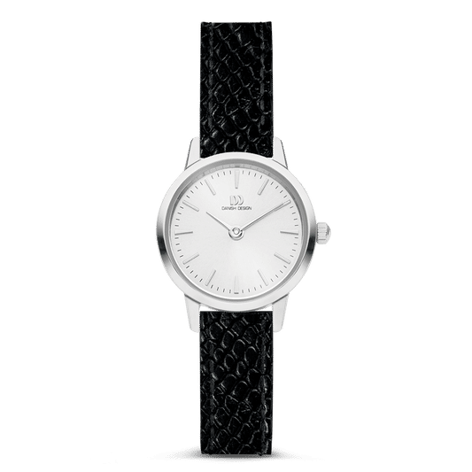 Danish Design Damenuhr mit schwarzem Lederarmband, rundem Mini-Zifferblatt