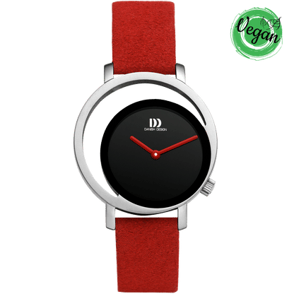 Danish Design Pico IV24Q1271 Damenuhr Rot • Exzentrisches Zifferblatt • Mikrofaser-Armband