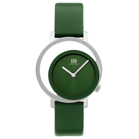 Danish Design Damenarmbanduhr mit grünem Zifferblatt und grünem Lederarmband