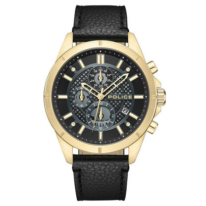 Police Urban Chronograph PEWGC0054001 Herrenuhr Schwarz/Goldfarben • Quarz-Chronograph • Mineralglas