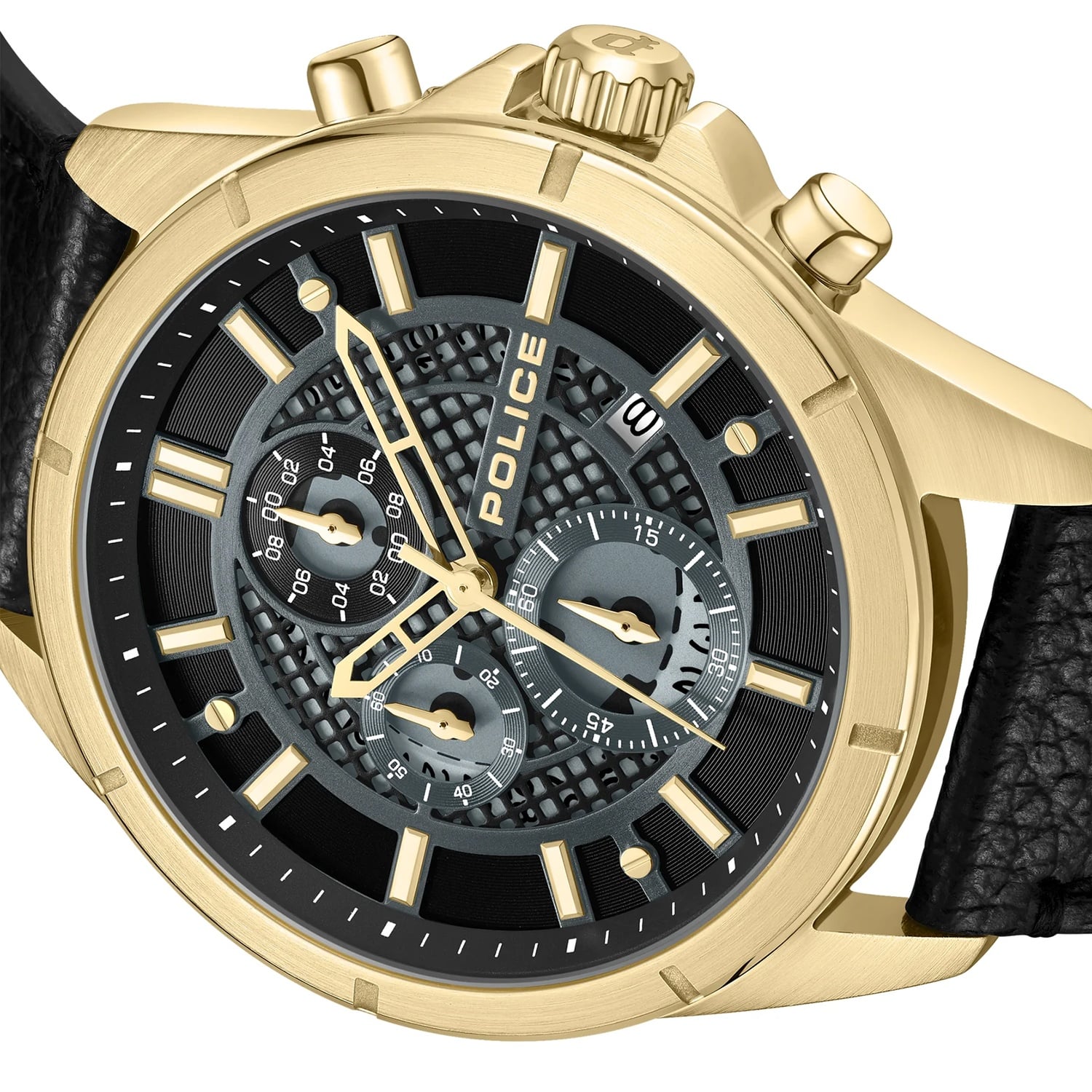 Police Urban Chronograph PEWGC0054001 Herrenuhr Schwarz/Goldfarben • Quarz-Chronograph • Mineralglas, Bild 4