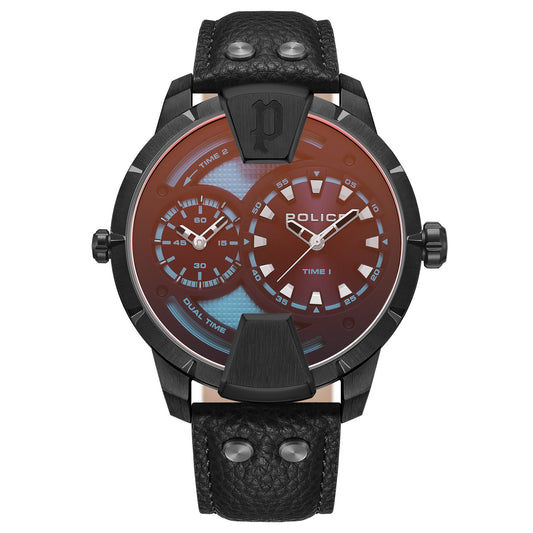 Police Huntley PEWJA0022001 Herrenuhr Schwarz • Dualzeit • Mineralglas