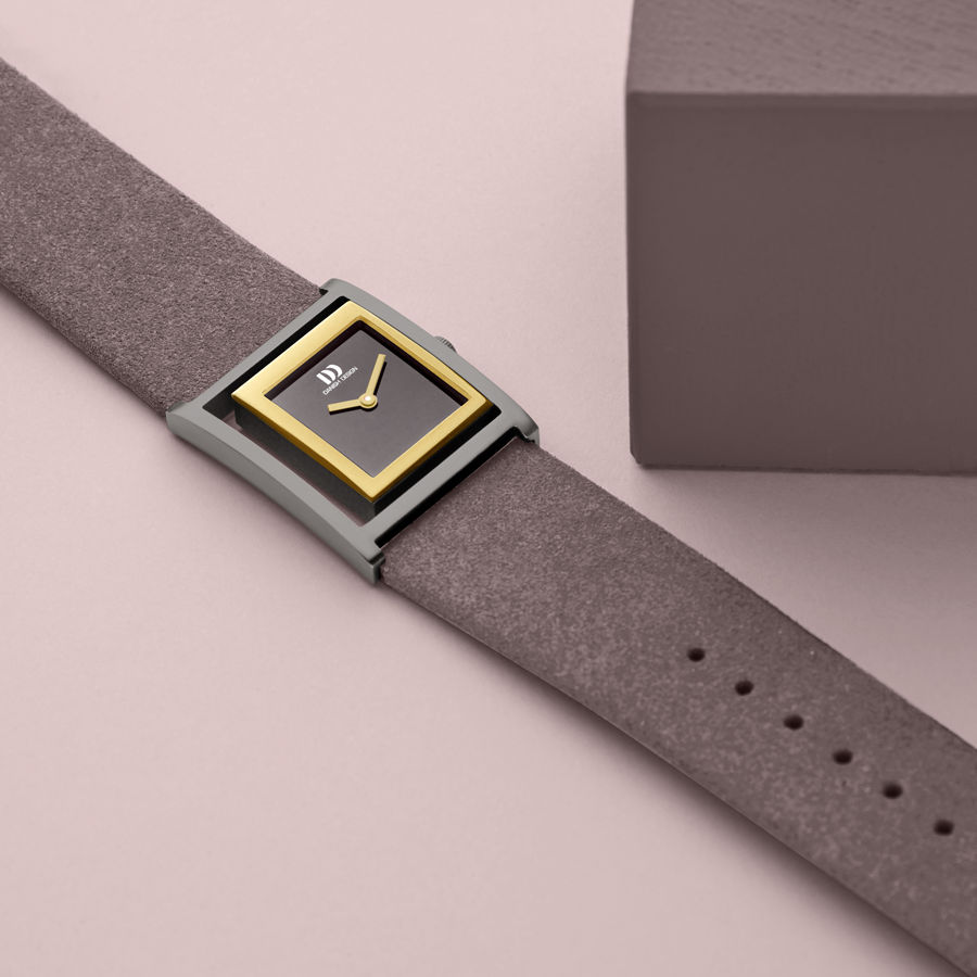 Danish Design Pico² IV16Q1292 Damen Armbanduhr Grau • Rechteckiges Gehäuse • Veganes Mikrofaserarmband
