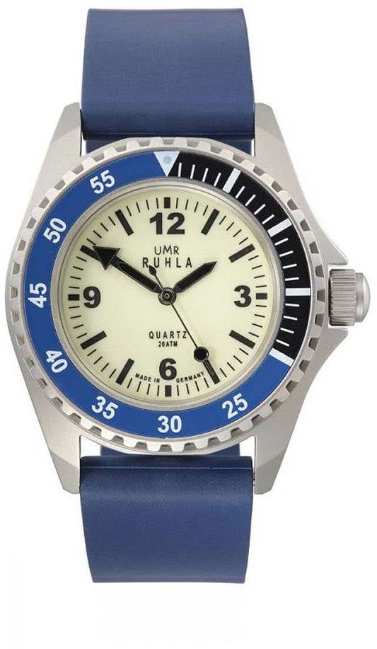 Reloj de natación de combate para hombre con correa de silicona azul y esfera blanca