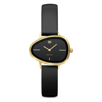 Danish Design Elvsten IV15Q1305 Damen Armbanduhr Schwarz-Gold • Schwarzes Zifferblatt • Skandinavisches Design