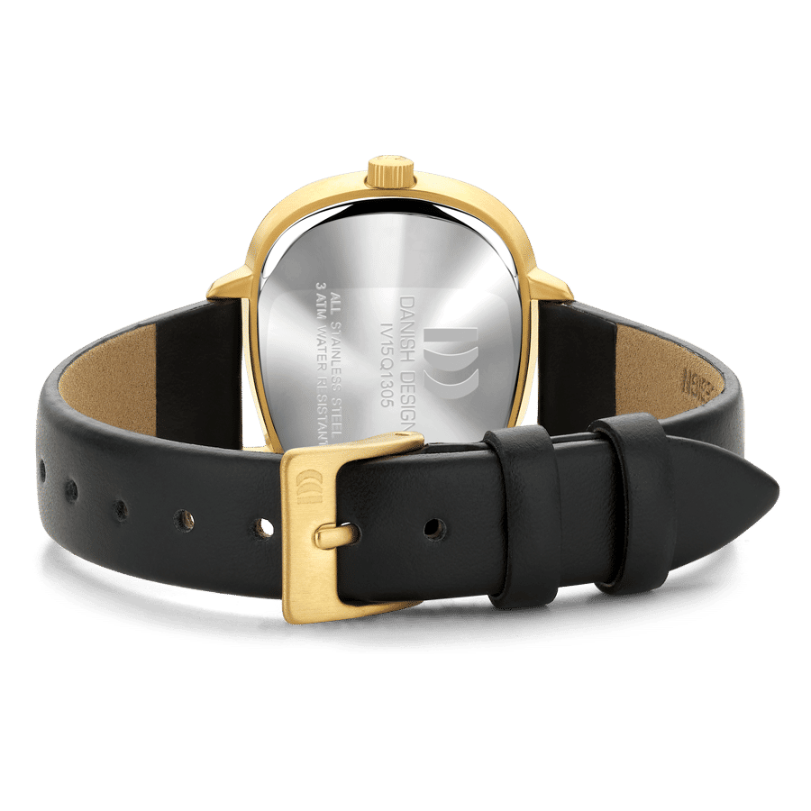 Danish Design Elvsten IV15Q1305 Damen Armbanduhr Schwarz-Gold • Schwarzes Zifferblatt • Skandinavisches Design, Bild 3