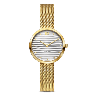 Danish Design Amelia Ripple IV05Q1307 Damenuhr Gold • Milanaise-Armband • Mineraluhrenglas