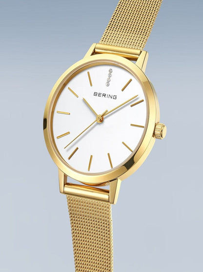 Bering Golden Signature 13434-334-GWP Damen Armbanduhr Gold • Saphirglas • Milanaise-Set, Bild 5