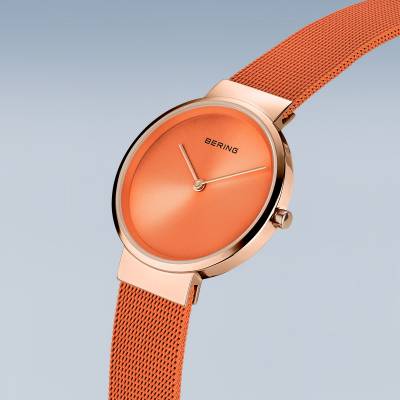 Bering Classic 14531-565 Damenuhr Orange • Saphirglas • Milanaise-Armband, Bild 2