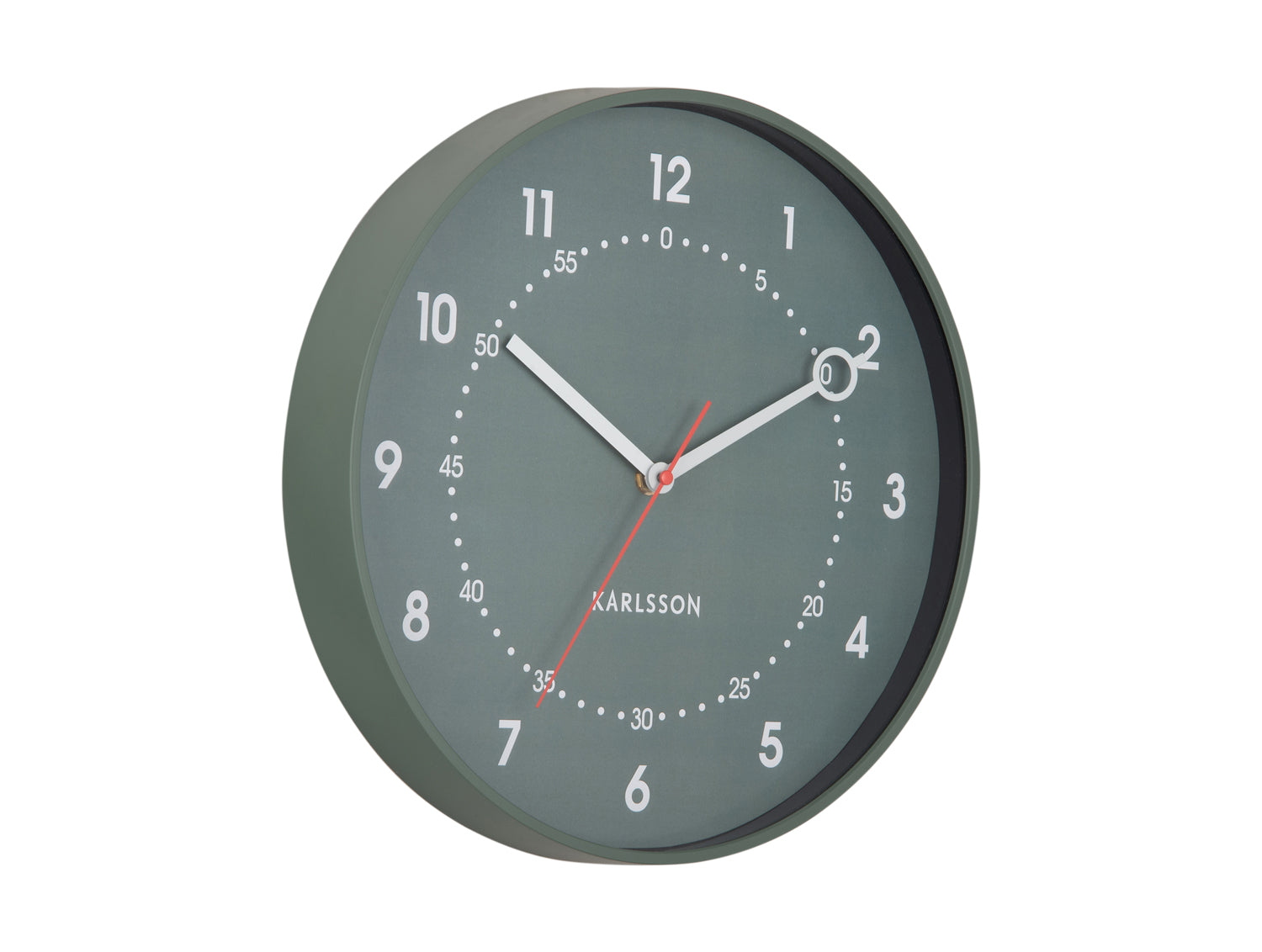Karlsson Fresco KA6038GR Wanduhr Dschungelgrün • Geräuschloses Sweep-Uhrwerk • Skandinavisches Design