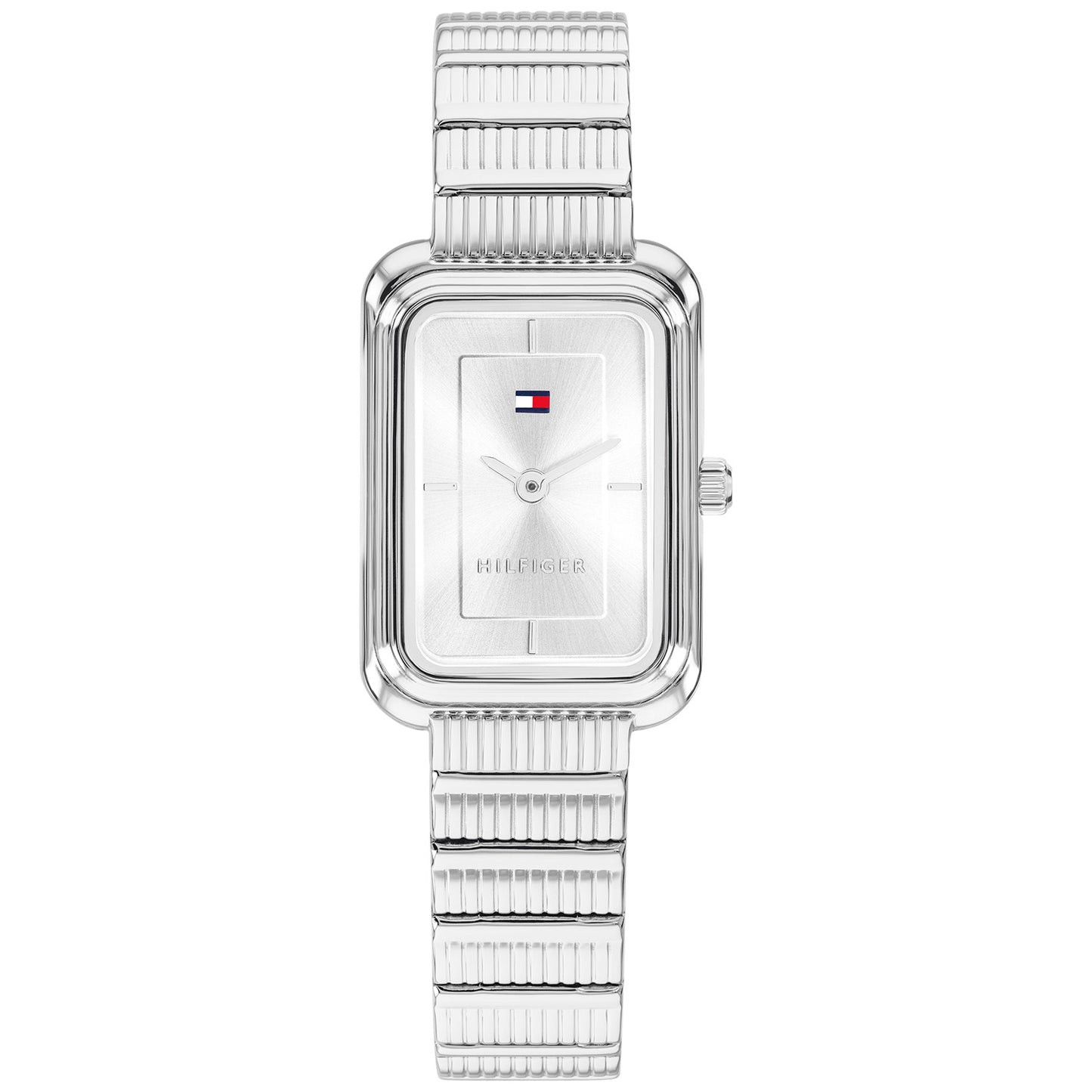 Tommy Hilfiger Daisy Damenarmbanduhr: silbernes Edelstahlband, rechteckiges Zifferblatt