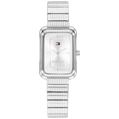 Tommy Hilfiger Daisy Damenarmbanduhr: silbernes Edelstahlband, rechteckiges Zifferblatt