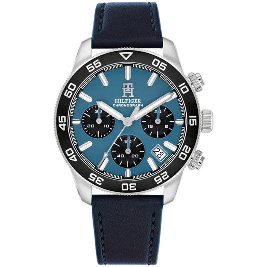 Tommy Hilfiger TH85 1792187 Herren • Chronograph • Blaues Lederarmband