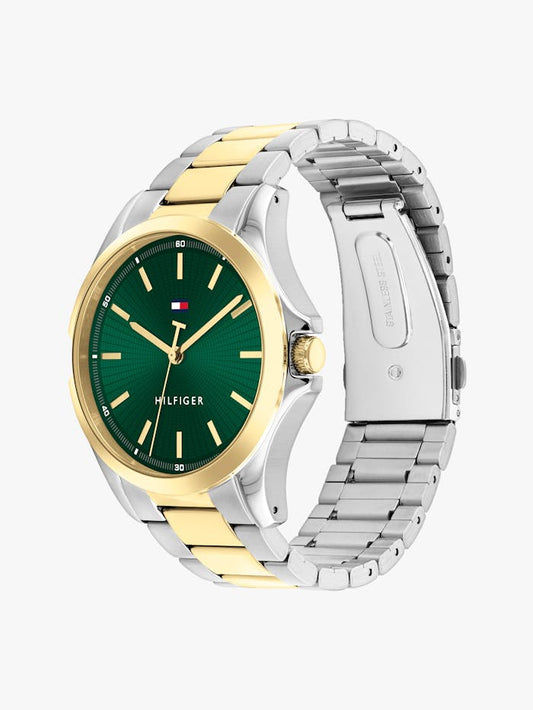 Tommy Hilfiger Bruce 1792192 Herrenuhr Grün • Quarzwerk • Zweifarbiges Edelstahlgehäuse