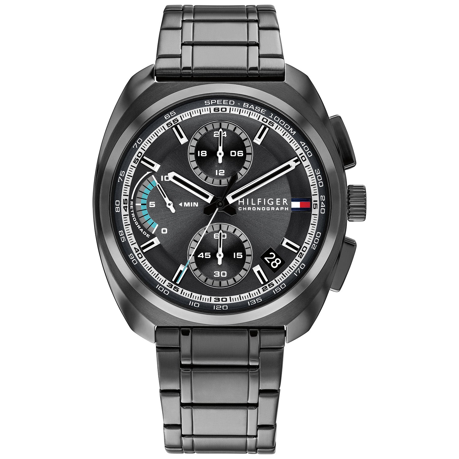 Tommy Hilfiger Herren-Chronograph mit schwarzem Edelstahlarmband und schwarzem Zifferblatt