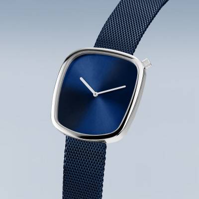 Bering Pebble 18034-307 Damen Armbanduhr Silber • Saphirglas • Milanaise-Armband, Bild 2