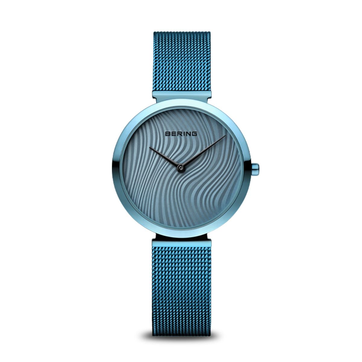 Bering Charity 18132-Charity2 Damen Armbanduhr Blau • Saphirglas • Milanaise-Armband