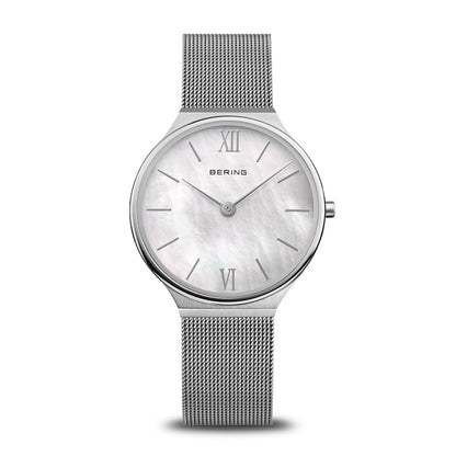 Bering Ultra Slim 18434-000 Damenuhr Silber • Saphirglas • Perlmutt-Zifferblatt