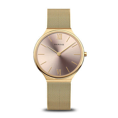 Bering Ultra Slim 18434-336 Damenuhr Roségold • Saphirglas • Milanaise-Armband