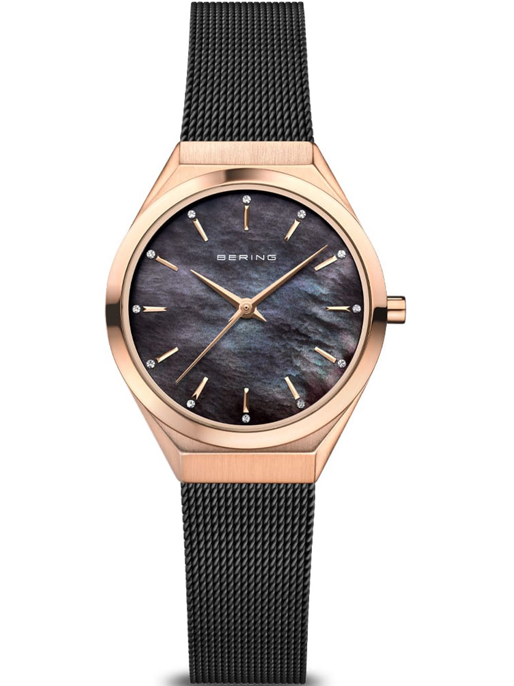 Bering Ultra Slim 18729-166 Damen Armbanduhr Schwarz • Saphirglas • Milanaise-Armband