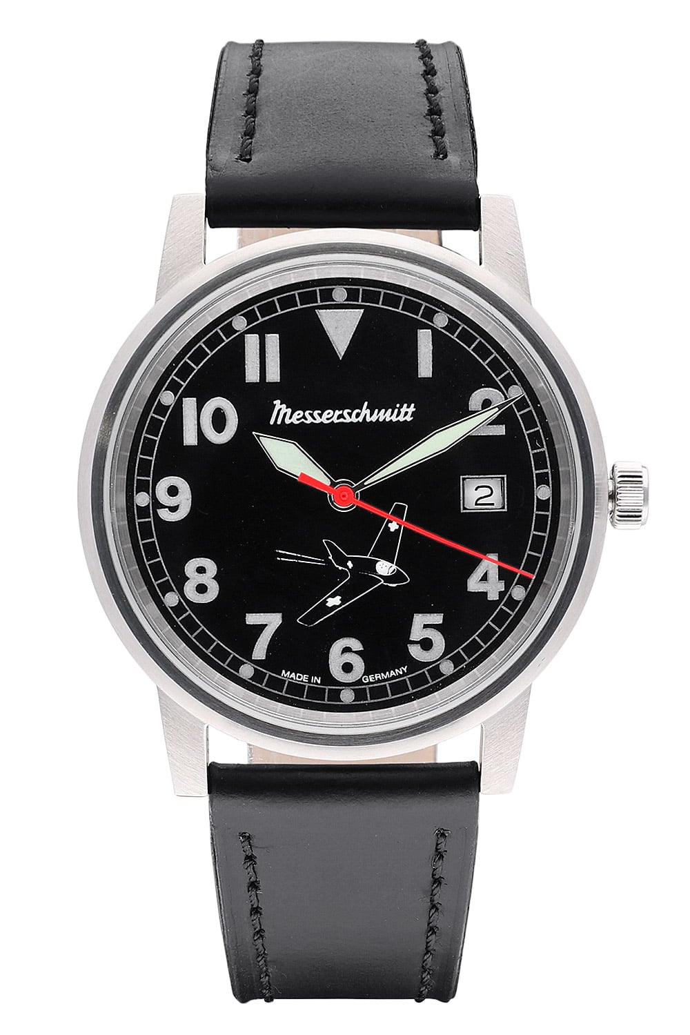 Messerschmitt Komet 163 ME163-80-6 Herren Armbanduhr Schwarz • Ronda 515 Quarzwerk • Made in Germany
