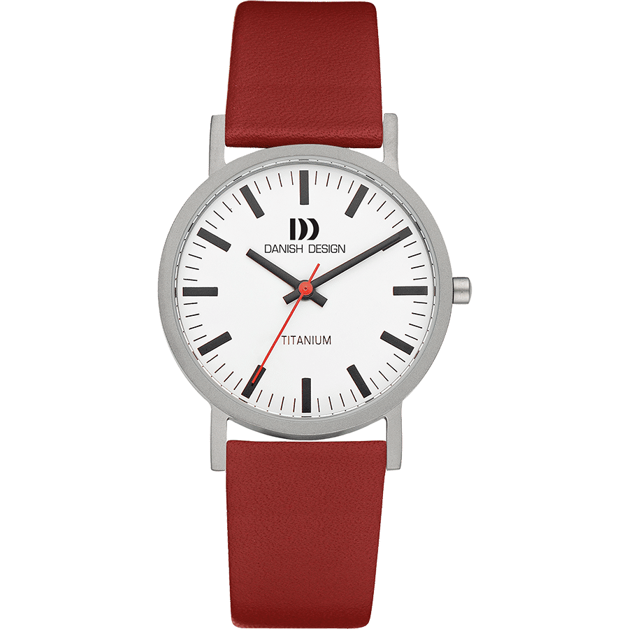 Danish Design Gløbe IQ19Q199 Rhine Medium Armbanduhr Rot • Titangehäuse • Mineralglas