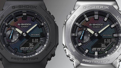 Casio G-Shock GM-2100RW-1AER Herrenuhr • Regenbogen-Zifferblatmuster • Edelstahllünette, Bild 4