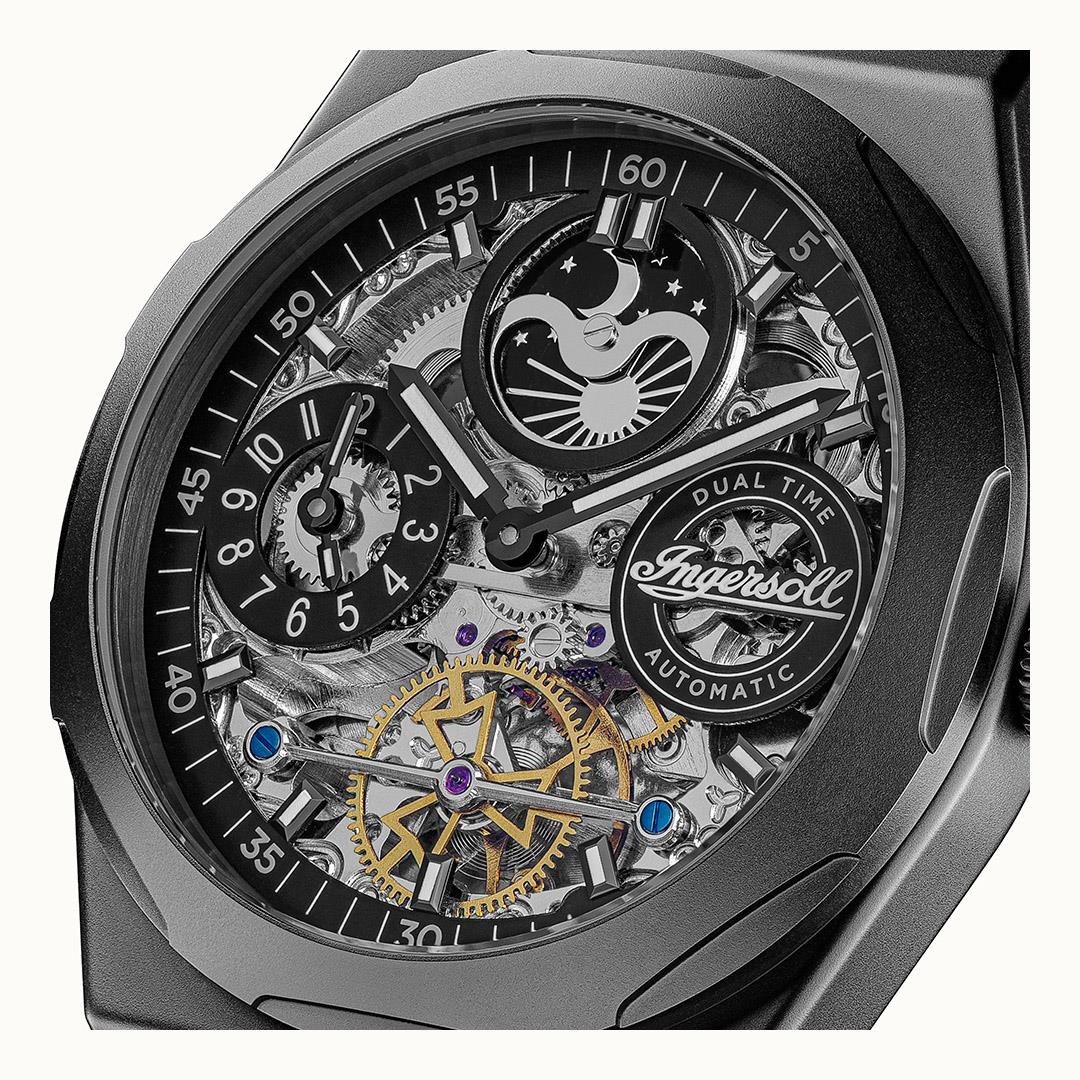 Ingersoll The Broadway I15102 Herrenuhr Schwarz • Keramik-Automatikuhr • Dual Time, Bild 2