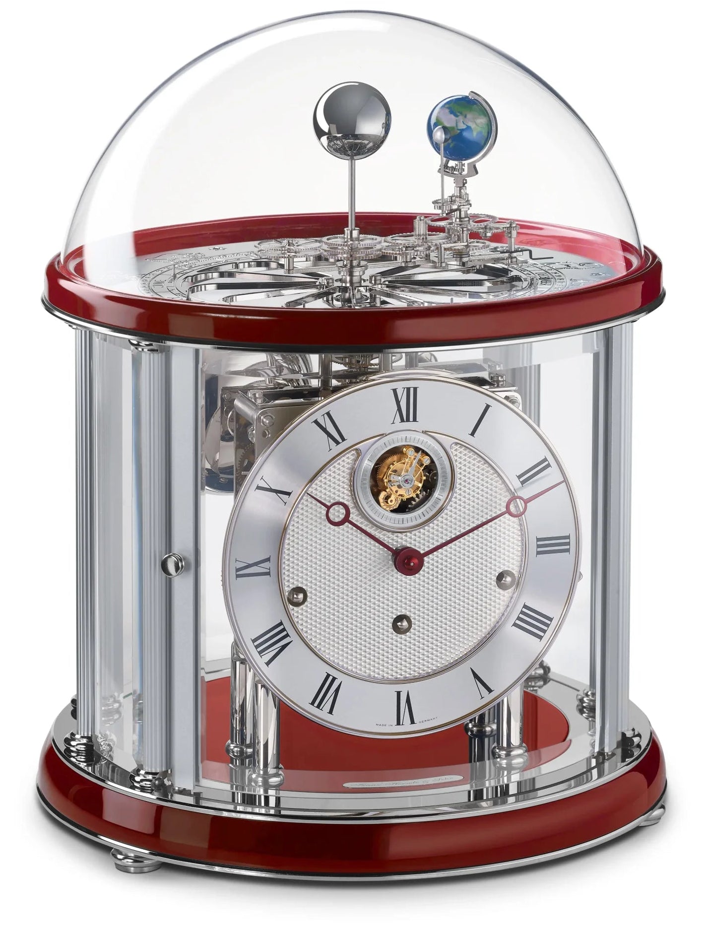 Hermle Tellurium 23070 Tourbillon Crom • Tourbillon bañado en oro • Fases de la luna