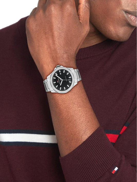 Tommy Hilfiger 1710692 Herren Armbanduhr Silber • Automatikwerk • Sichtboden