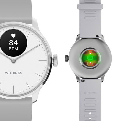 Withings ScanWatch Light HWA11-Model 3-All-Int Damen Smartwatch Silber/Grau • Hybrid-Analog mit Gesundheits-Tracking • SpO2