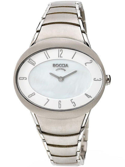 Boccia Trend 3165-10 Damen Armbanduhr Silber • Reintitan-Gehäuse • Perlmutt-Zifferblatt
